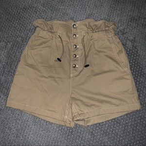 TAN PAPER BAG SHORTS